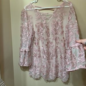 Sheer Pink Lace Blouse